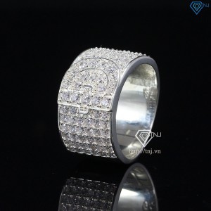 Nhẫn bạc nam chữ Đ đính đá NNA0209 -Trang sức TNJ