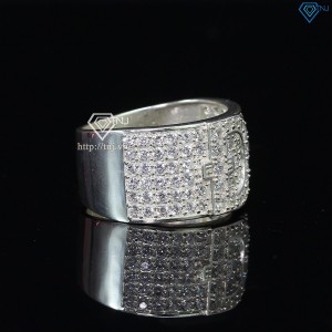 Nhẫn bạc nam chữ Đ đính đá NNA0209 -Trang sức TNJ