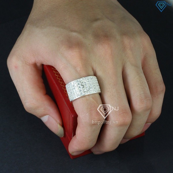 Nhẫn bạc nam chữ Đ đính đá NNA0209 -Trang sức TNJ