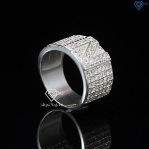 Nhẫn bạc nam chữ N đính đá NNA0209 -Trang sức TNJ