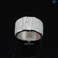 Nhẫn bạc nam chữ N đính đá NNA0209 -Trang sức TNJ