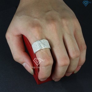 Nhẫn bạc nam chữ N đính đá NNA0209 -Trang sức TNJ