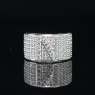 Nhẫn bạc nam chữ N đính đá NNA0240