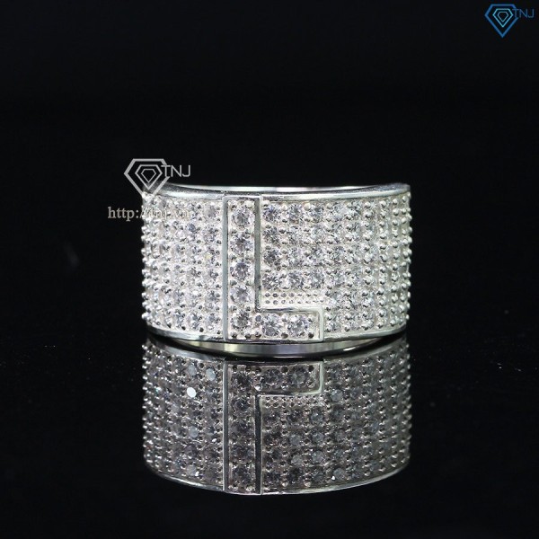 Nhẫn bạc nam chữ L đính đá NNA0209