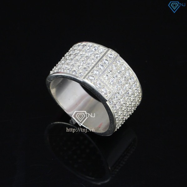 Nhẫn bạc nam chữ L đính đá NNA0209