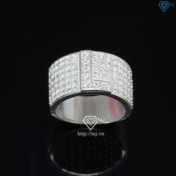 Nhẫn bạc nam chữ L đính đá NNA0209
