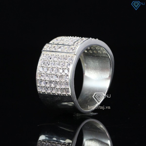 Nhẫn bạc nam chữ L đính đá NNA0209