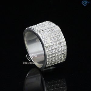 Nhẫn bạc nam chữ L đính đá NNA0209