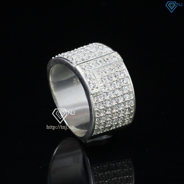 Nhẫn bạc nam chữ L đính đá NNA0209