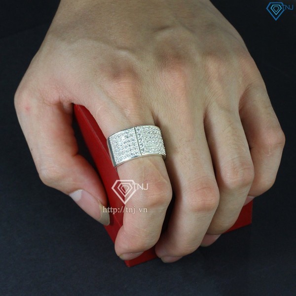 Nhẫn bạc nam chữ L đính đá NNA0209