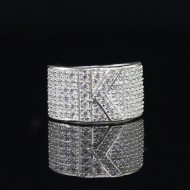 Nhẫn bạc nam chữ K đính đá NNA0244
