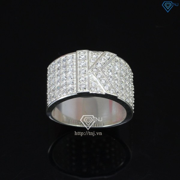 Nhẫn bạc nam chữ K đính đá NNA0209 -Trang sức TNJ