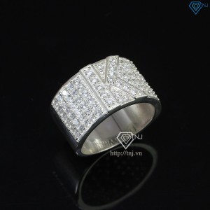 Nhẫn bạc nam chữ K đính đá NNA0209 -Trang sức TNJ