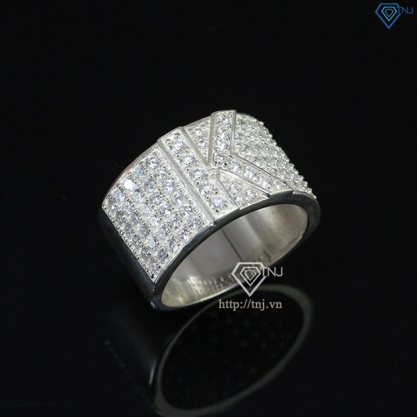 Nhẫn bạc nam chữ K đính đá NNA0209 -Trang sức TNJ