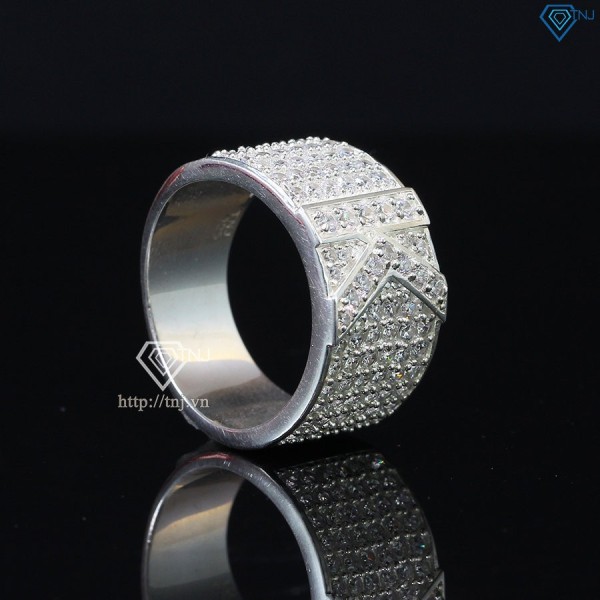 Nhẫn bạc nam chữ K đính đá NNA0209 -Trang sức TNJ