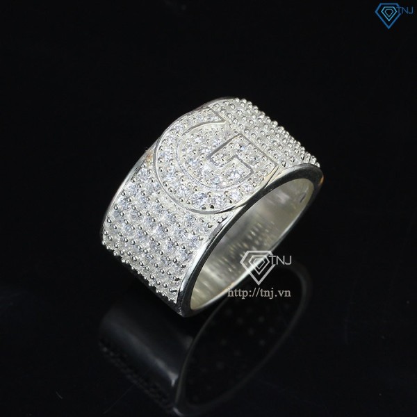 Nhẫn bạc nam chữ G đính đá NNA0209 -Trang sức TNJ