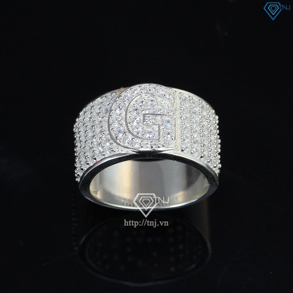Nhẫn bạc nam chữ G đính đá NNA0209 -Trang sức TNJ