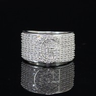 Nhẫn bạc nam chữ G đính đá NNA0248