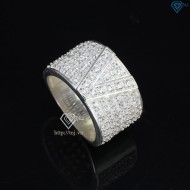 Nhẫn bạc nam chữ V đính đá NNA0209