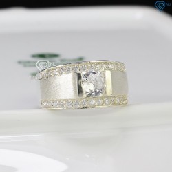 Nhẫn bạc nam mặt đá trắng đẹp NNA0037