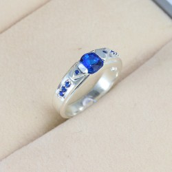 Nhẫn bạc nam đính đá xanh dương NNA0087