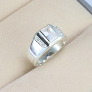Nhẫn bạc nam mặt đá trắng sang trọng NNA0116