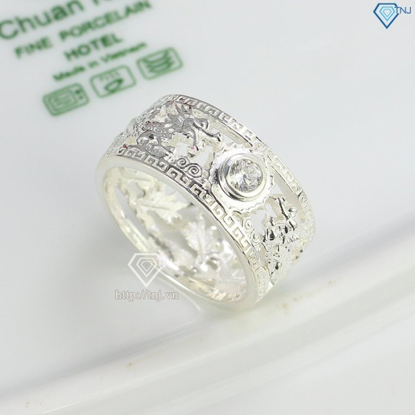 Nhẫn bạc nam hình rồng đính đá trắng NNA0276 - Trang sức TNJ