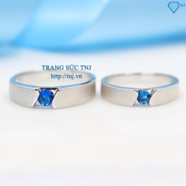 Nhẫn đôi bạc đẹp đính đá xanh dương tinh tế ND0095 - Trang sức TNJ