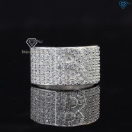 Nhẫn bạc nam chữ B đính đá NNA0209 -Trang sức TNJ