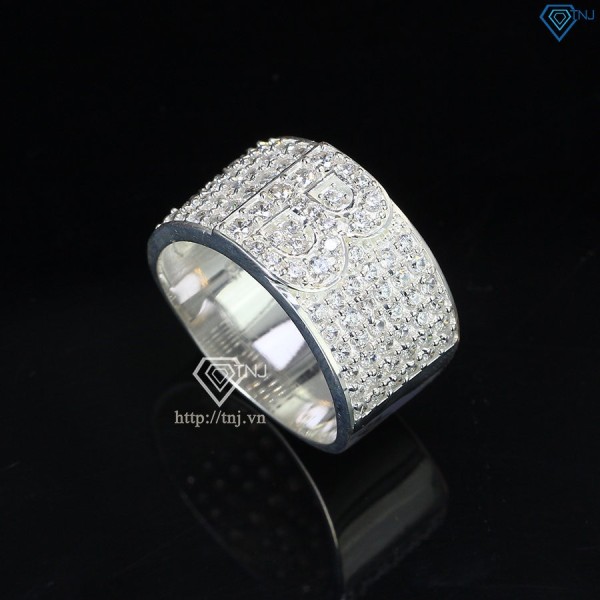 Nhẫn bạc nam chữ B đính đá NNA0209 -Trang sức TNJ