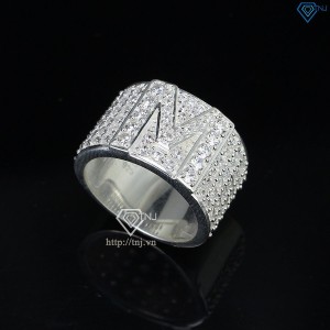 Nhẫn bạc nam chữ M đính đá NNA0209 Trang sức TNJ