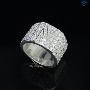Nhẫn bạc nam chữ M đính đá NNA0282 -Trang sức TNJ