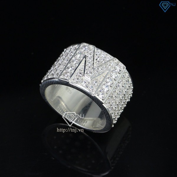 Nhẫn bạc nam chữ M đính đá NNA0209 Trang sức TNJ