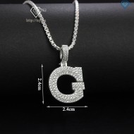 Dây chuyền bạc nam mặt chữ G đính đá DCA0076 - Trang sức TNJ