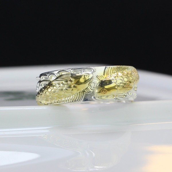 Nhẫn bạc nam cá chép song ngư xi vàng tây NNA0246