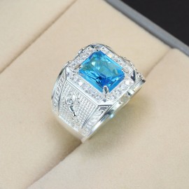 Nhẫn bạc nam mặt đá phong thủy hình con ngựa NNA0285