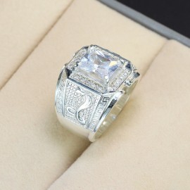 Nhẫn bạc nam mặt đá phong thủy hình con rắn NNA0286