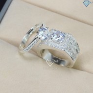 Nhẫn đôi bạc nhẫn cặp bạc đính đá trắng ND0481