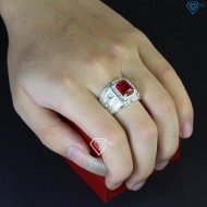 Nhẫn bạc nam mặt đá phong thủy hình con lợn NNA0402