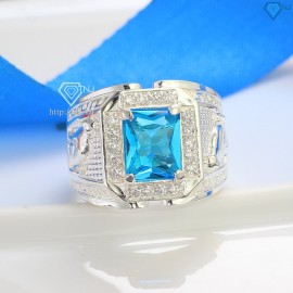 Nhẫn bạc nam mặt đá phong thủy hình con mèo NNA0402