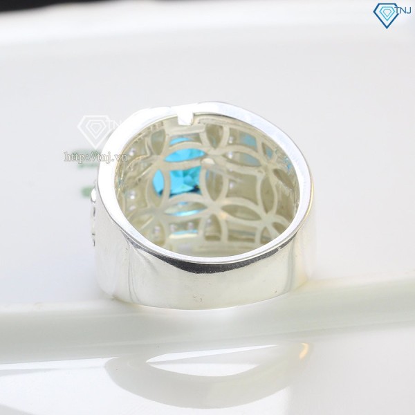 Nhẫn bạc nam mặt đá phong thủy hình con mèo NNA0402