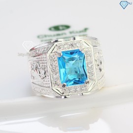 Nhẫn bạc nam mặt đá phong thủy hình con trâu NNA0402