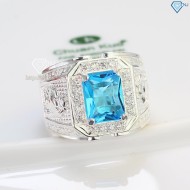 Nhẫn bạc nam mặt đá phong thủy hình con trâu NNA0402