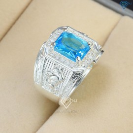 Nhẫn bạc nam mặt đá phong thủy hình con trâu NNA0402