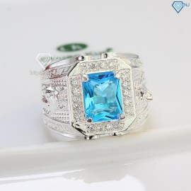 Nhẫn bạc nam mặt đá phong thủy hình con chó NNA0402