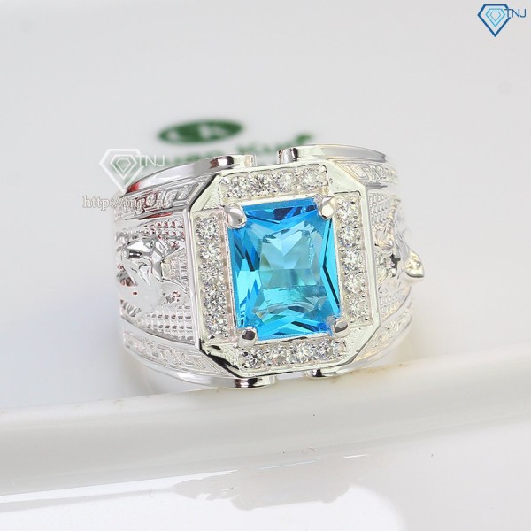 Nhẫn bạc nam mặt đá phong thủy hình con chó NNA0402