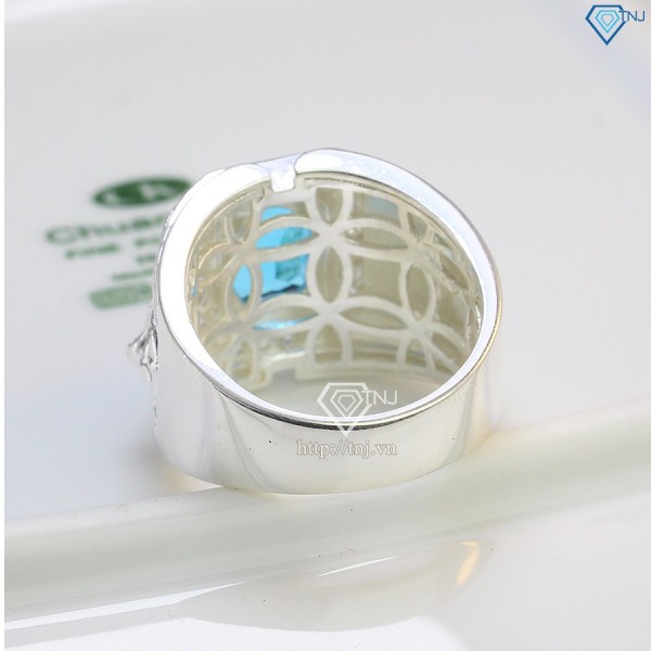 Nhẫn bạc nam mặt đá phong thủy hình con chó NNA0402