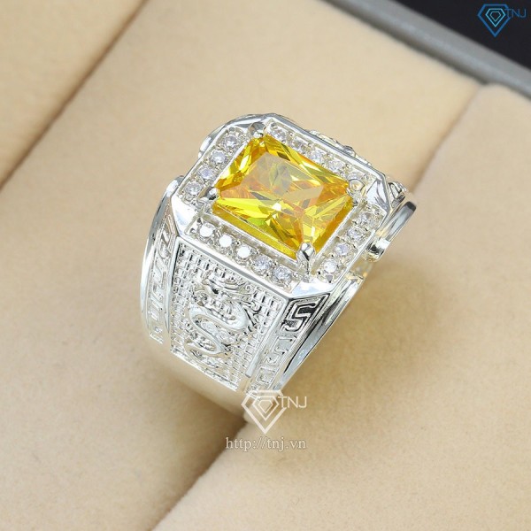 Nhẫn bạc nam mặt đá phong thủy hình con rồng NNA0402