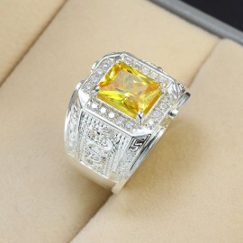 Nhẫn bạc nam mặt đá phong thủy hình con rồng NNA0294