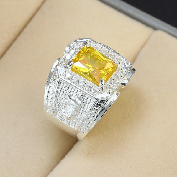 Nhẫn bạc nam mặt đá phong thủy hình con hổ NNA0295